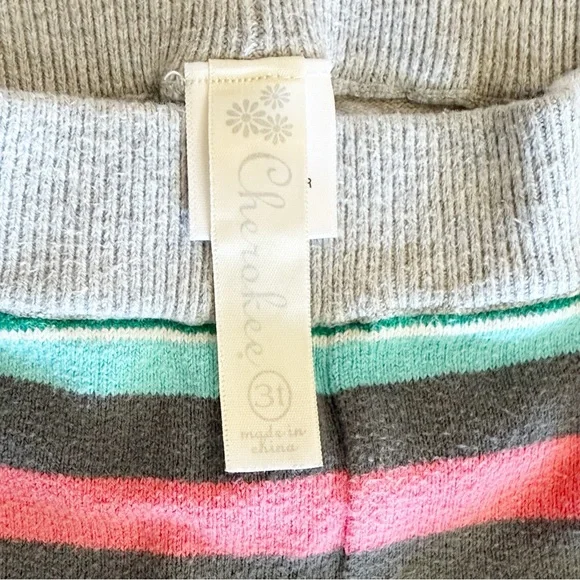 Cherokee EUC 2012 Gray and Mulitcolor Stripe Knit Leggings Size 3T - Picture 3 of 9